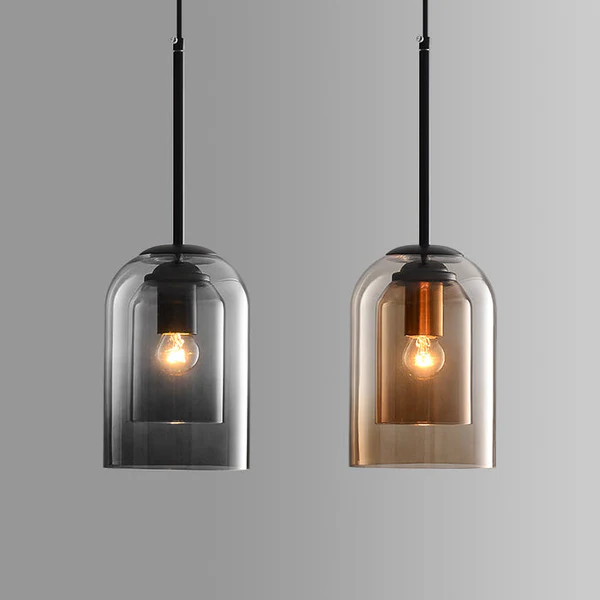 Mica Mid-Century hanglamp met dubbel glas.