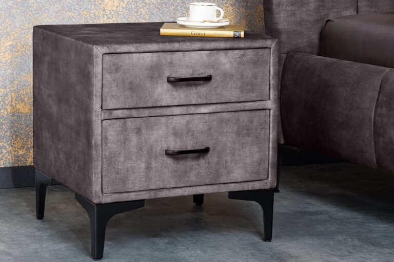 Invicta Interior – Design nachtkastje BOUTIQUE 5 donkergrijs fluweel,
