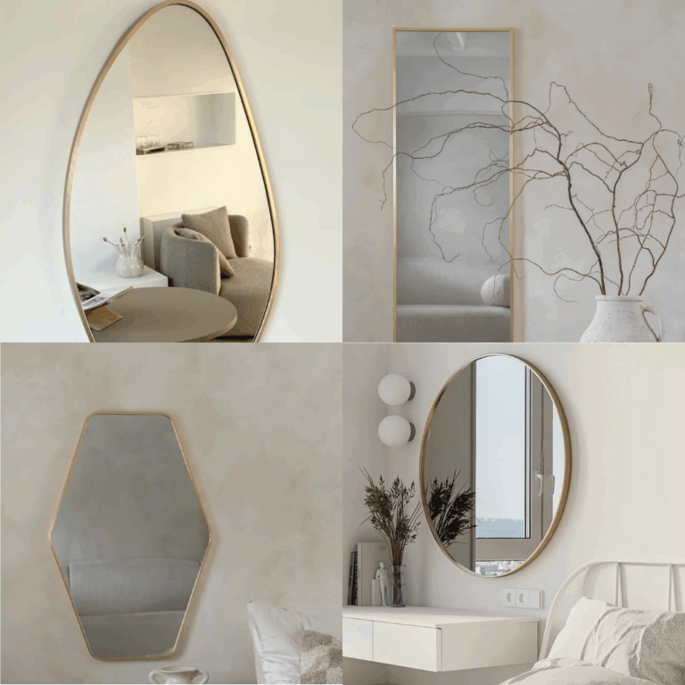 4 spiegels met een gouden rand